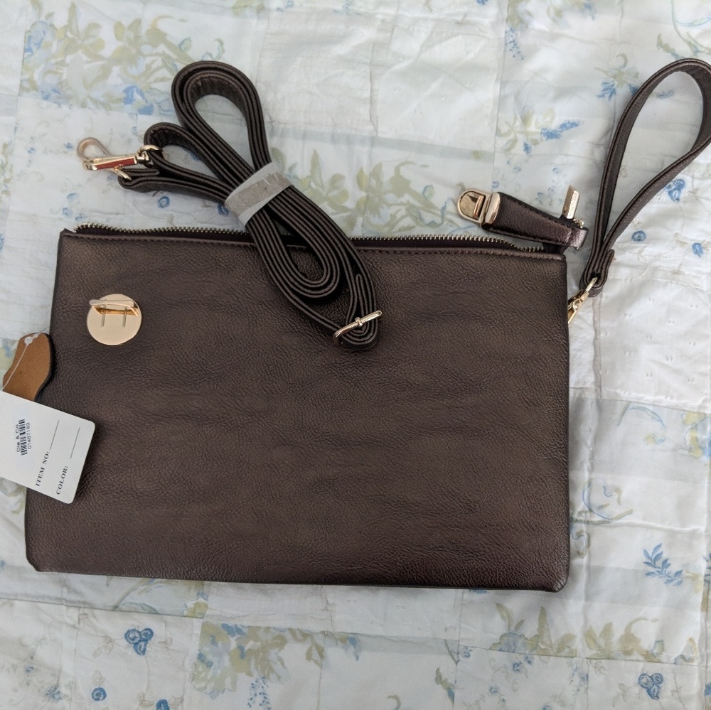 Dia and co clutch with crossbody strap